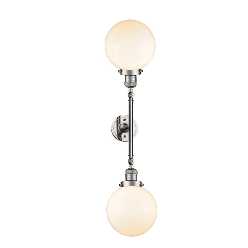 Éclairage de salle de bain à intensité variable 2 lumières Clementina, Ampoule incandescente rétro de 60 watts, Nickel poli