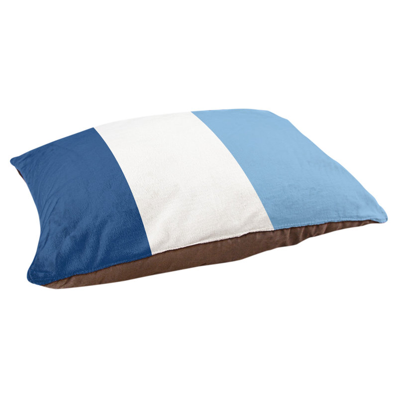 Coussin rectangulaire designer Kansas City, Grand (L 40 po x l 50 po), Bleu royal / blanc / bleu poudre