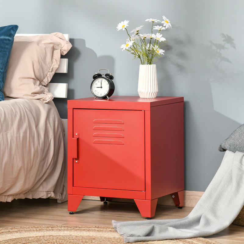 Bureau industriel rouge avec tablette réglable et porte de casier pour console de bureau de chambre à coucher rouge