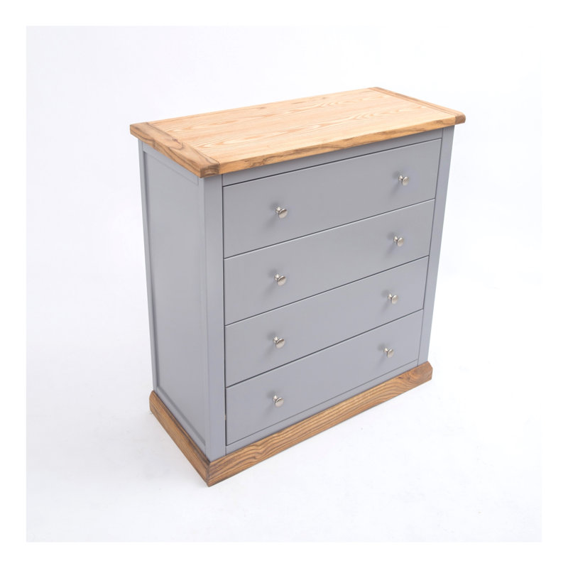 Durham 90cm W 4 - Drawer Chest of Drawers, Grey/Chrome