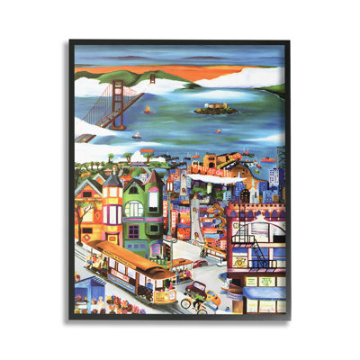 Bd-156_FG " Bustling Seaside Town Single Picture Frame " by Linnea Pergola on Canvas