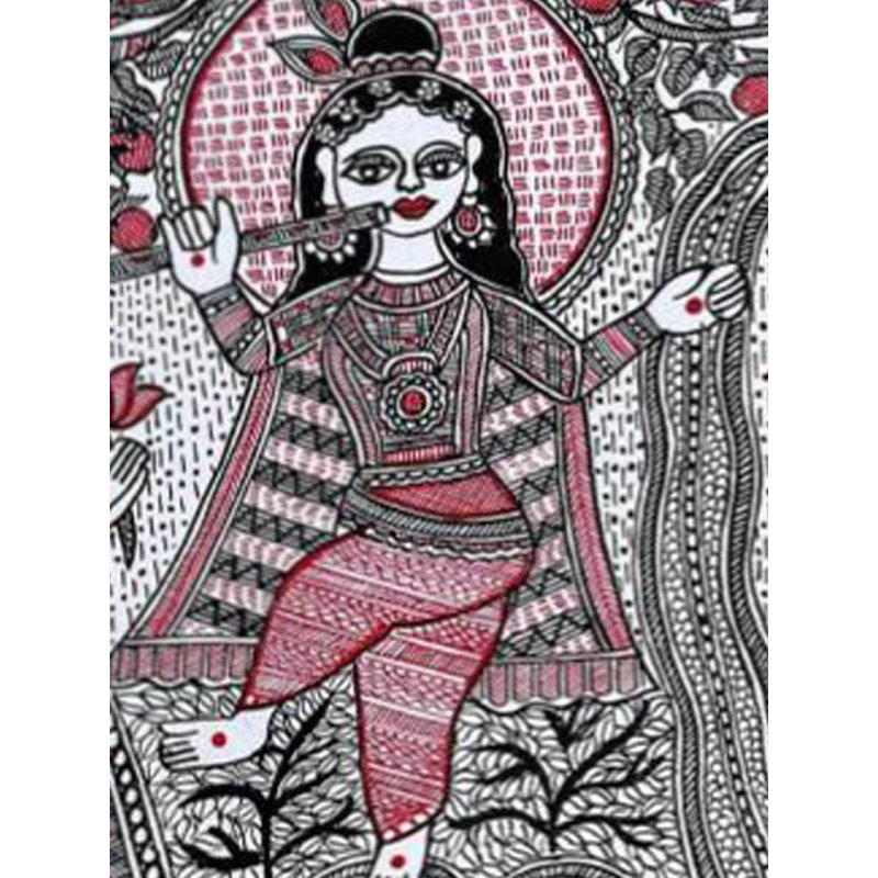 Krishna dansant sur un serpent Kaliya | Acrylique sur papier | Par Neha Singh