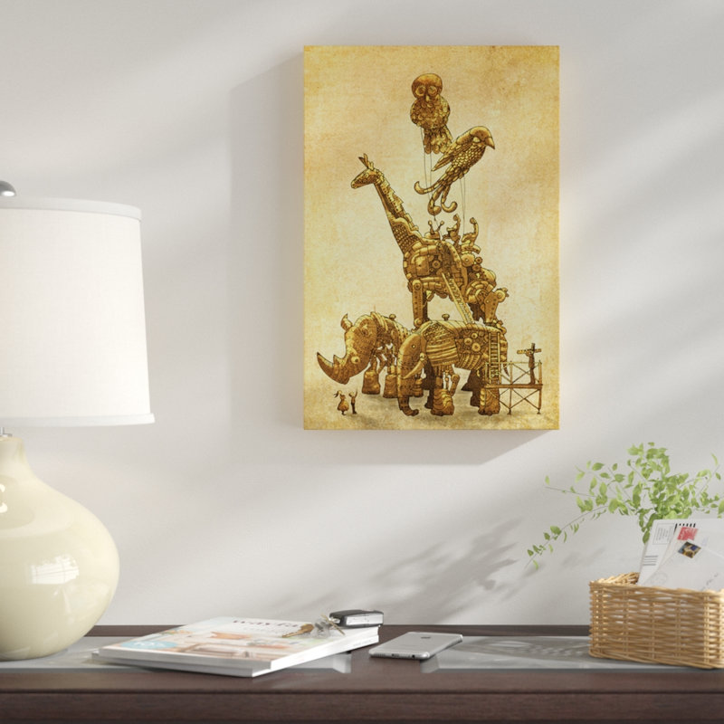 « the clockwork menagerie », impression sur toile, H 60 po x l 40po x P 1,5 po, Pas de tapis, Toile tendue