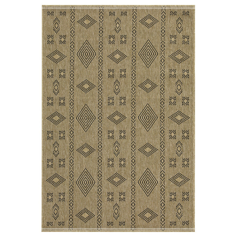 Jute/Black Indoor/Outdoor Area Rug, Rectangle 5'3" x 7'3"