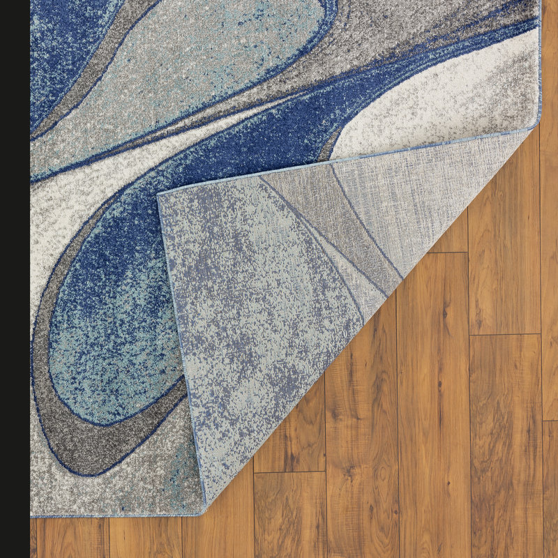 Tapis bleu abstrait San Michele, Rectangle 8 pi x 10 pi