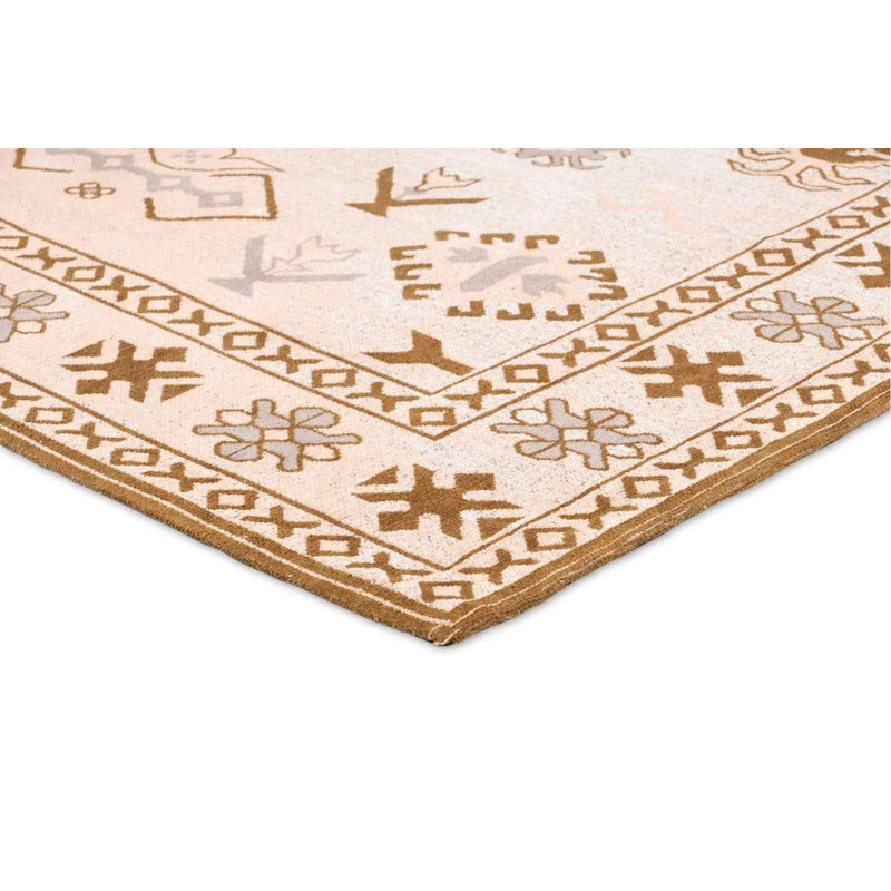 Tapis floral tissé à la machine en chenille crème, Rectangle 5 pi x 8 pi
