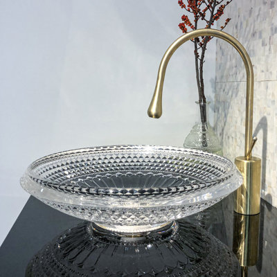 Fanwin Star 17.3'' Crystal Glass Circular Bathroom Sink