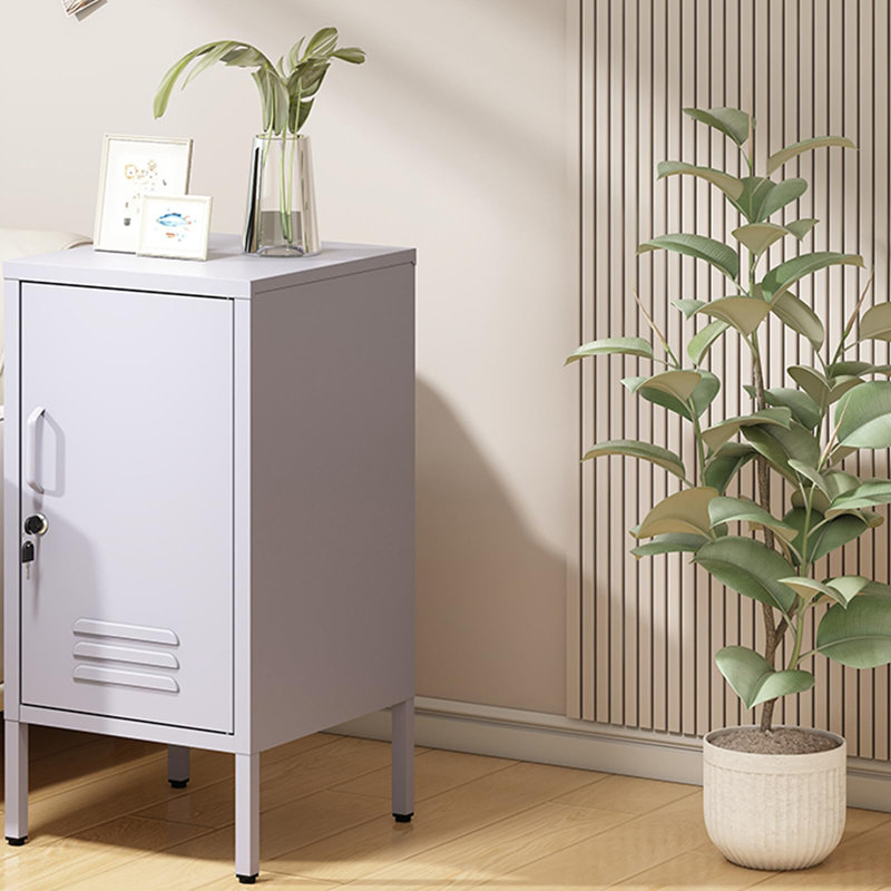 Metal Locker End Table Multi Storage Cabinet with 2 Adjustable Shelf, Purple