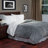 Lavish Home Floral Etched Fleece Blanket - 86x90 Machine-Washable Sherpa Throw - Soft Blanket Queen Size for Couch, Chair, or Bed (Gray)-13656811-13656813