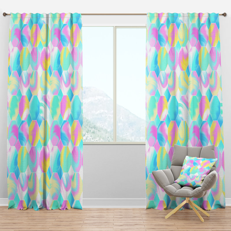 Motif holographique - Rideau abstrait - Velours obscurcissant - 1 panneau, l 52 po x L 120 po