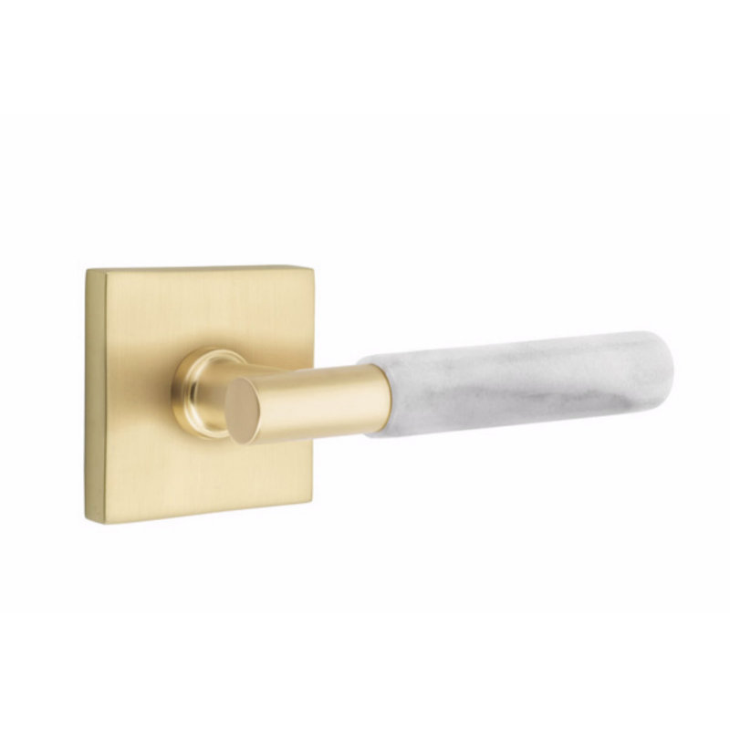 Ensemble de leviers de passage Emtek Select, rosette carrée, tige en T, poignée en terrazzo clair, gauche, Droite