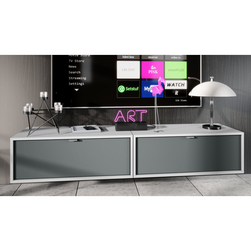 Mccaffrey Unfinished TV Stand for TVs up to 55", White/Graphite