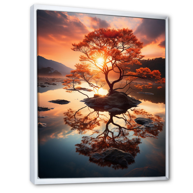 Majestic Riverbanks IV, reproduction d'art sur toile, 40" H x 30" W, Cadre flottant blanc