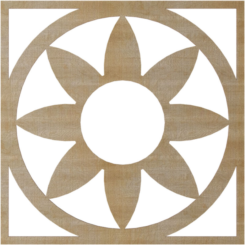 Médaillon de plafond en bois Blume, Noyer blanc, H 32 po x l 32 po x P 0,25 po
