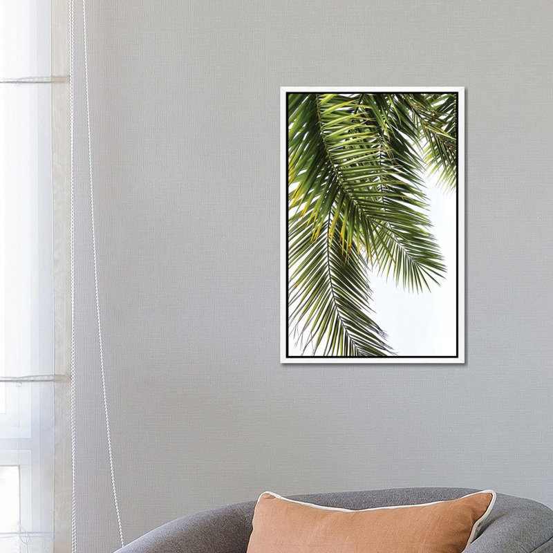 Palm Leaves by Lexie Greer - Print on Canvas, 66.04 cm H x 45.72 cm W, White Floater Framed