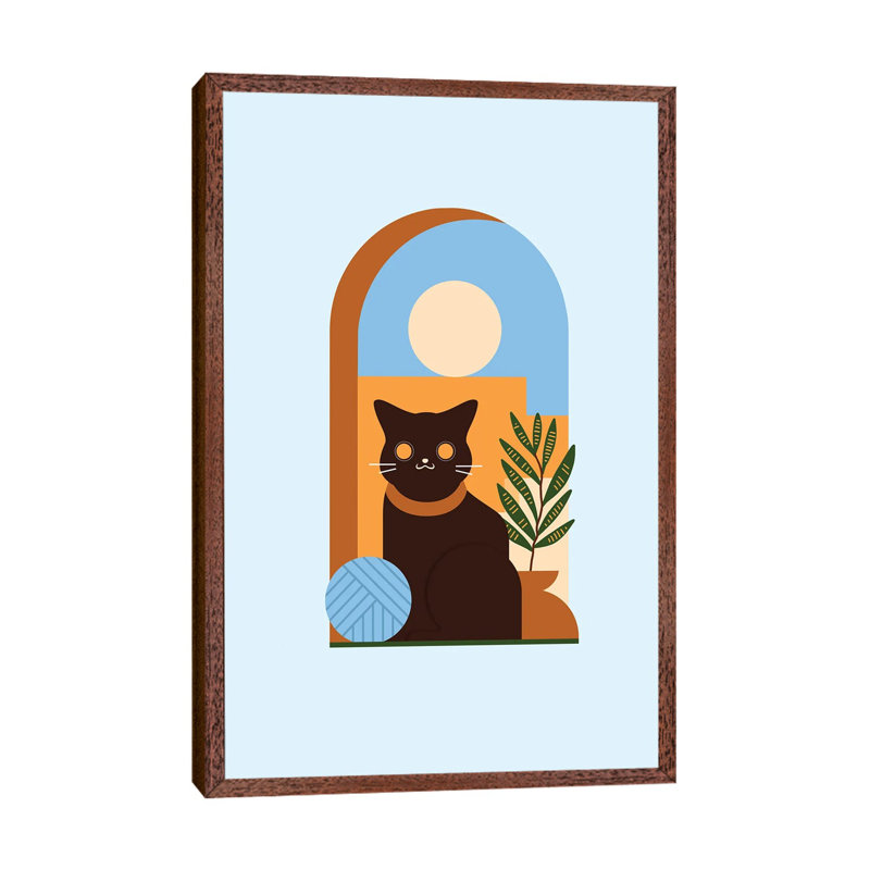 Teracotta Cat 1 Piece Wall Art on Canvas, 66.04 cm H x 45.72 cm W, Classic Brown Wood Framed
