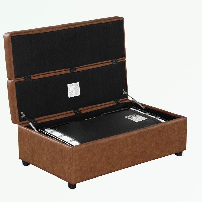 Repose-pieds simple pliant avec pieds en bois, Brun