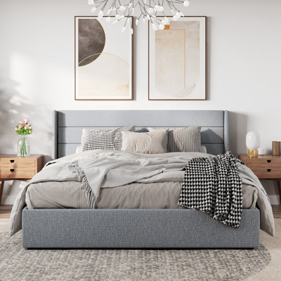 Braya Hydraulic Lift Up Storage Upholstered Platform Bed