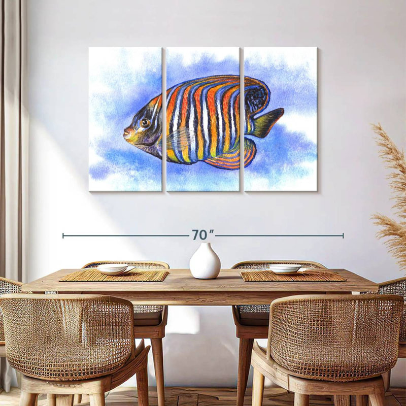 Aquarelle, poisson-ange royal, H 36 po x l 57 po