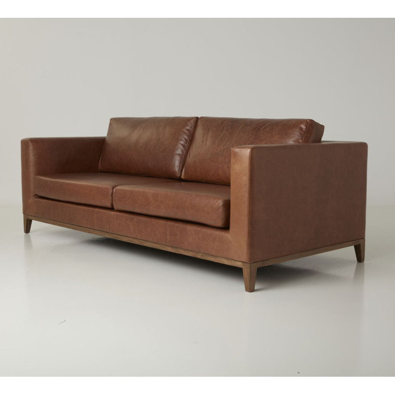 La Roux Leather Sofa, Caramel, Brown Genuine Leather