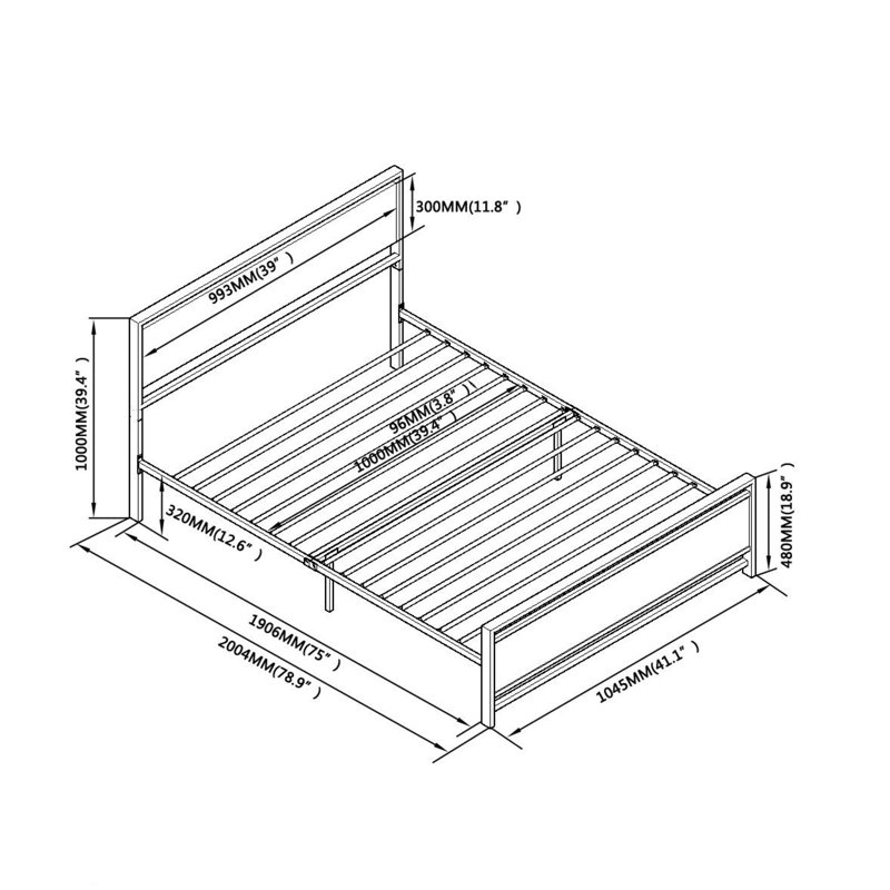 Structure de lit en métal robuste pour la chambre à coucher, rehaussant le confort et le style modernes