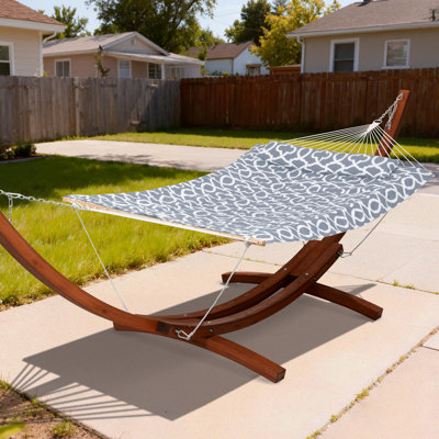 Hamac en corde avec support en bois de 13,5 pi et coussin amovible