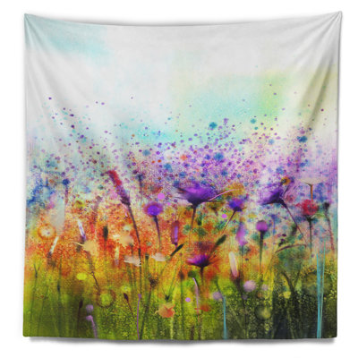 Tapisserie cosmos abstraite de fleurs colorées