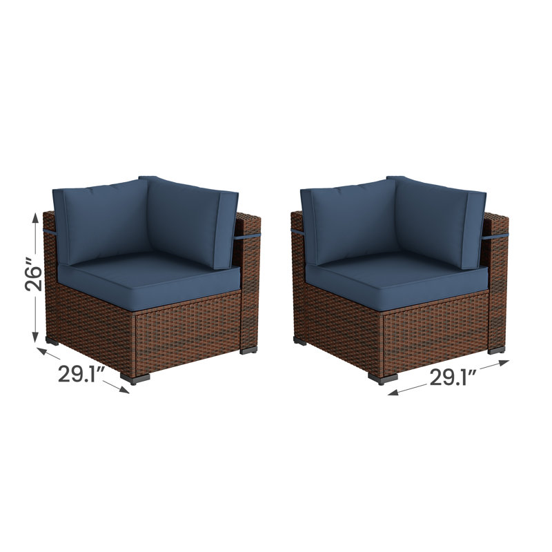 Wicker Outdoor Patio Sofa, Navy