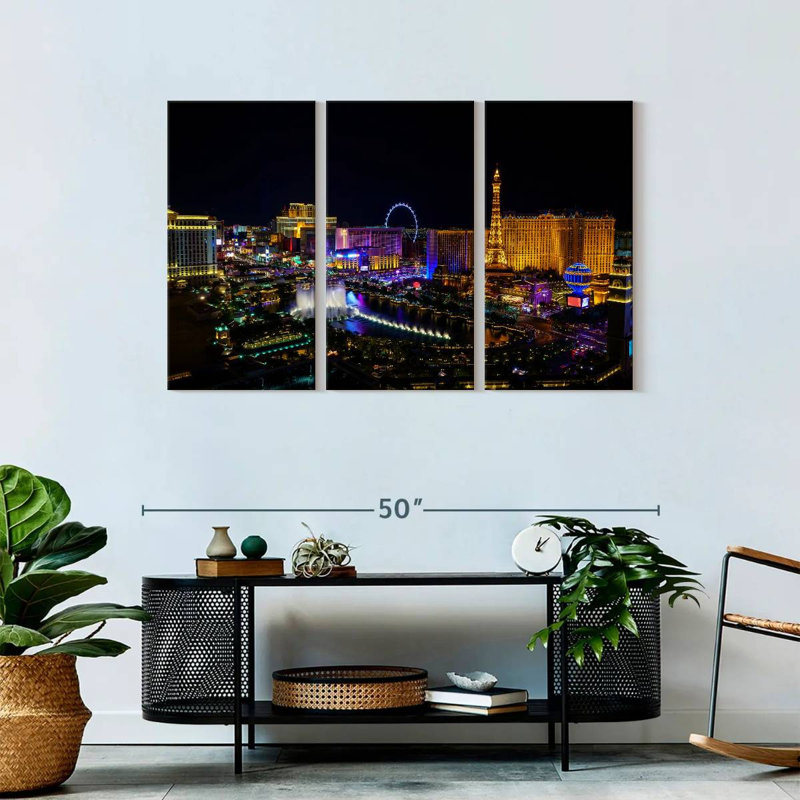Las Vegas - Ensemble de 3 toiles tendues, H 28 po x l 45 po x P 1,25 po