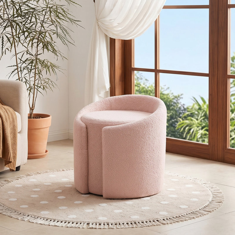 Solid Wood Accent Stool, Pink