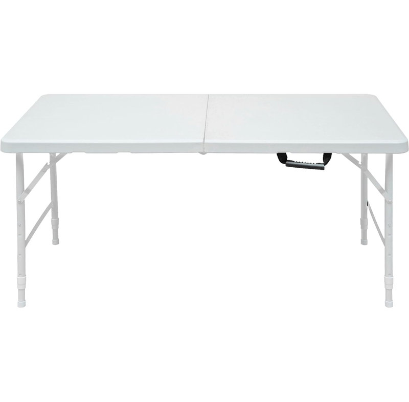 White 4-Foot Adjustable Height Portable Folding Table