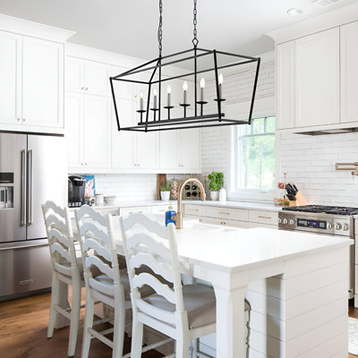Bethie 49" L 6-Light Dimmable Steel Linear Island Chandelier with Sloped Ceiling Compatibility