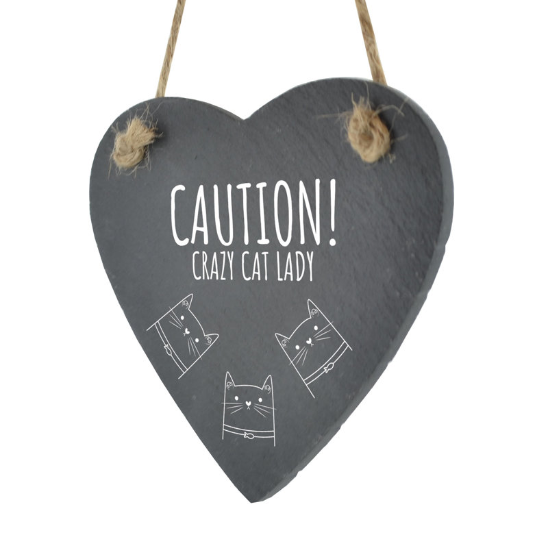 Heatherly Crazy Cat Lady Heart Slate Decorative Object