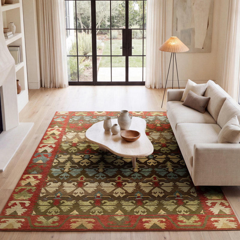Tapis brun en laine noué à la main Sonia Southwestern, Rectangle 12 pi x 15 pi