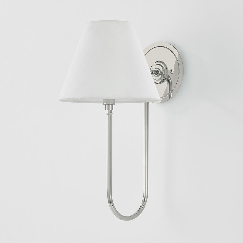 Applique murale 1 lumière en lin 7,75 po Hawthorne Empire par Mark D. Sikes pour Hudson Valley Lighting, Argent argent