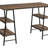 Contemporary Industrial-Style Computer Desk With Storage Shelves For Small Home Office, Brown Laminate And Black Metal-681303861