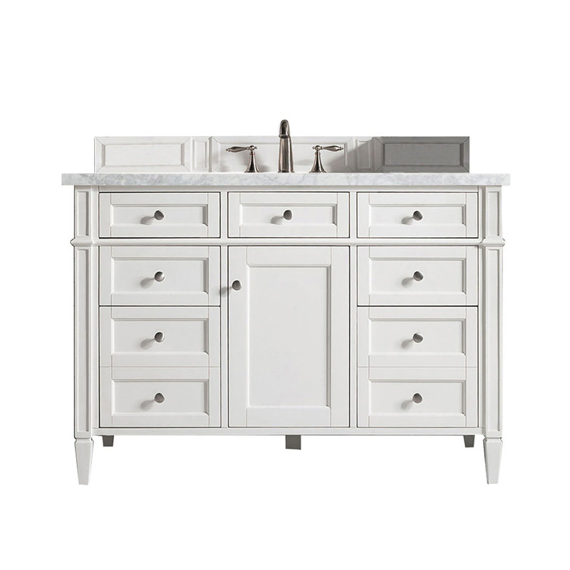 Brittany 48'' W Single Vanity, Bright White, Carrara White, 8" Widespread