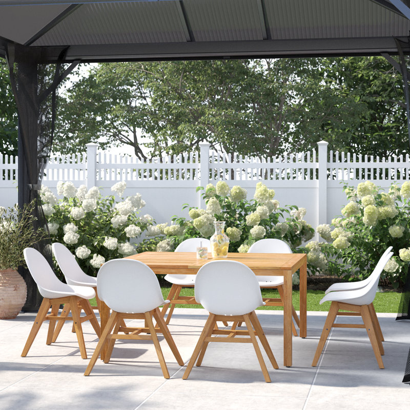 Anautica 8 - Person Teak Wood Patio Dining Set with Square Table