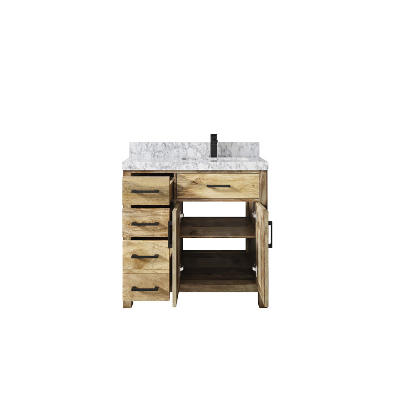 Meuble-lavabo simple 36 po avec dessus Clairann, Marbre de Carrare