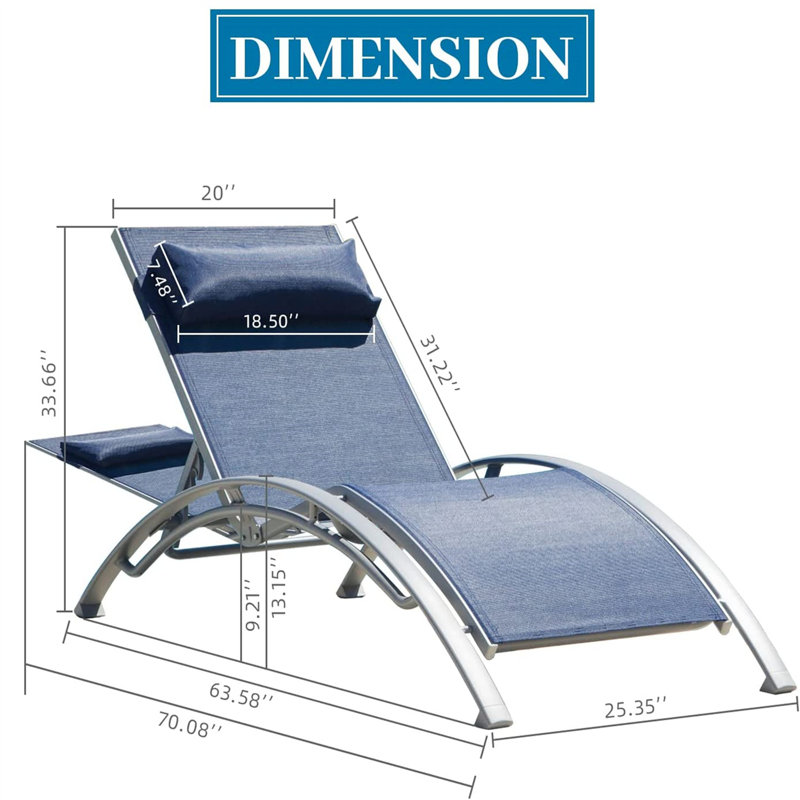Therin Aluminum Outdoor Armless Lounge Chair, Blue