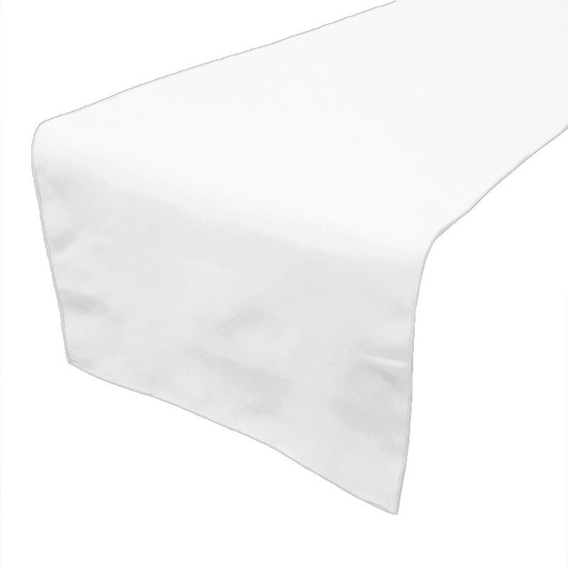 Ollig Rectangle Polyester Table Runnner, White, 108" x 12" 