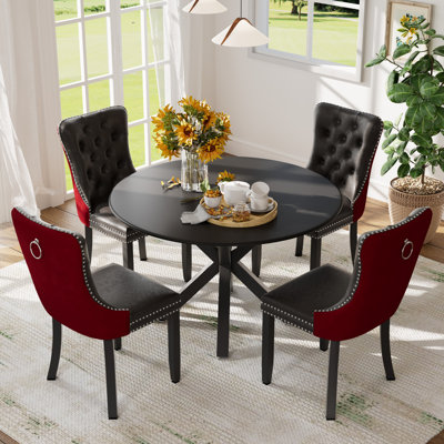 Round Kitchen Table and Chairs Set for 4 by House of Hampton