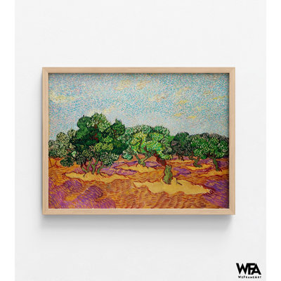 «Olive Trees» par Vincent Van Gogh, reproduction de peinture à l'huile d'arbre Van Gogh, art mural olive, ciel clair, art mural Van Gogh, art mural encadré