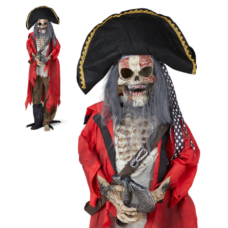 Décorations d'extérieur parlant pirate d'Halloween de 6,3 pi avec commande vocale