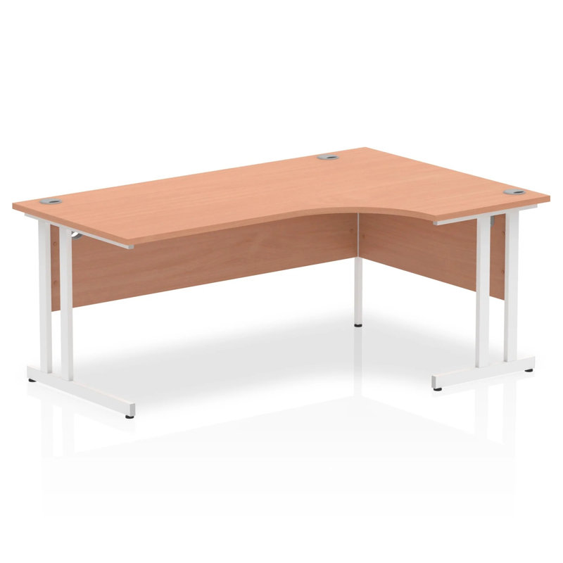 Impulse L-Shape Computer Desk, 73cm H x 160cm W x 120cm D, Right Hand Facing, Beech/White