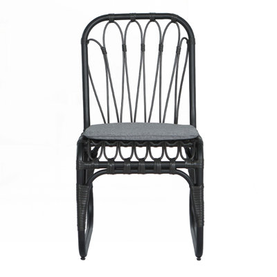 Outdoor PE Wicker Dining Chairs with Washable Cushion Set of 2