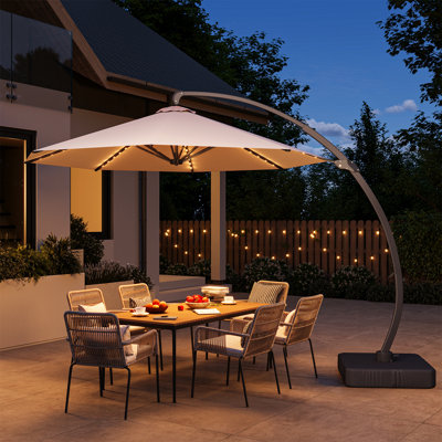 led cantilever offset patio umbrella Best Choice Products 10x10ft 2-Tier Square Outdoor Solar w/ Base Included enhancing your outdoor living experience with comfort and elegance Rotihom 11FT Solar Powered LED