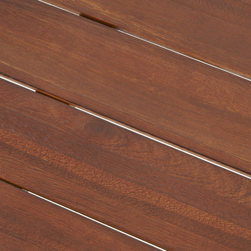 Table de patio pour l'extérieur, Plateau brun foncé / base blanche