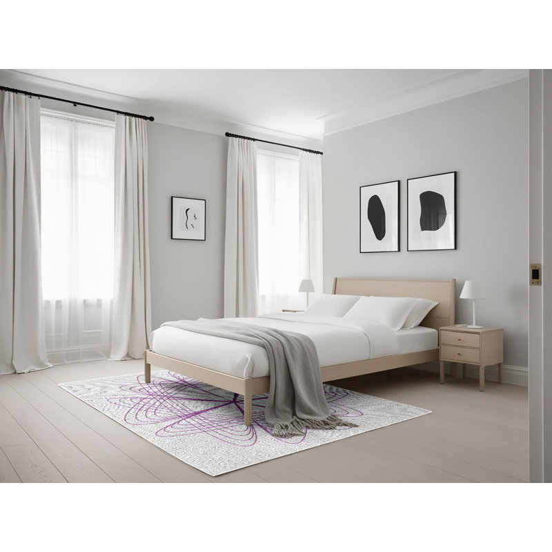Tapis de zone mauve à motifs, Rectangle 5 pi x 7 pi