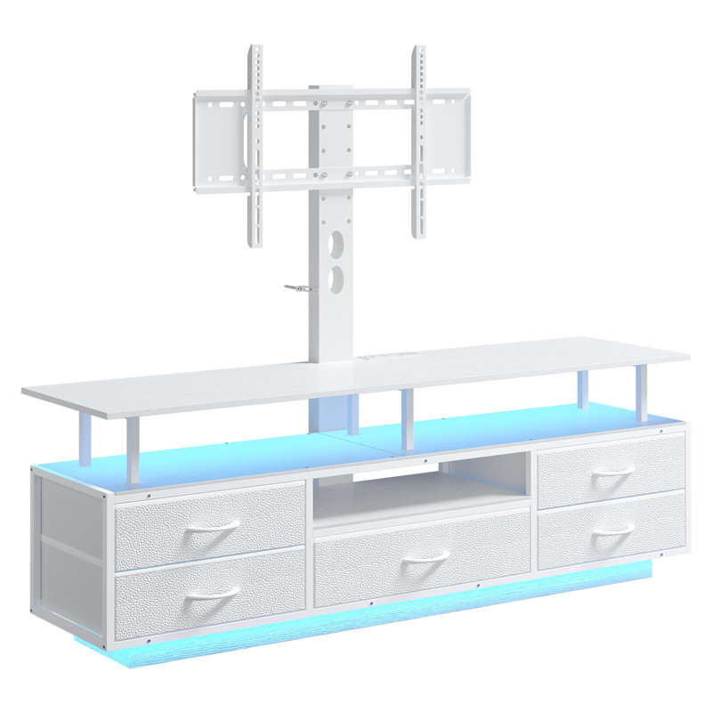 Led Tv Stand With Mount For 45/55/65/70 Inch Tvs, Tv Stand With Power Outlets And Storage, White